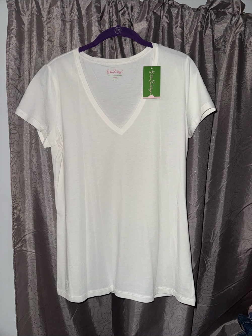 Lilly Pulitzer White V-Neck Short Sleeve Tee